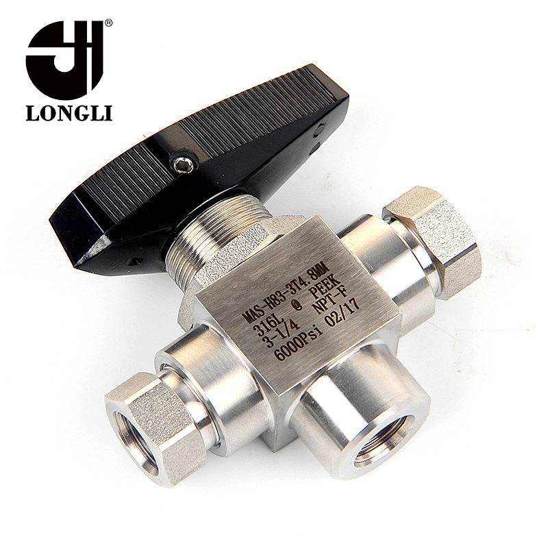 Good Quality Mas-h83 Stainless Steel 3 Way Natural Gas High Pressure Ball Valve