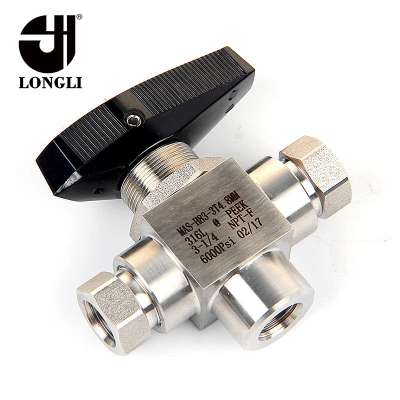 Good quality MAS-H83 stainless steel 3 way natural gas high pressure ball valve